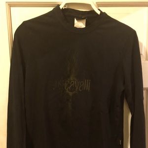 Roberto Cavalli black long sleeve logo shirt